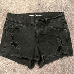 Old Navy Black Boyfriend Distressed Denim Shorts